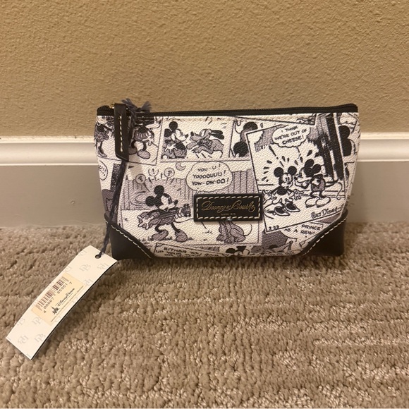 Dooney & Bourke Disney Parks Comics Sketch Pouch Case Black & White Mickey Mouse - Picture 1 of 5